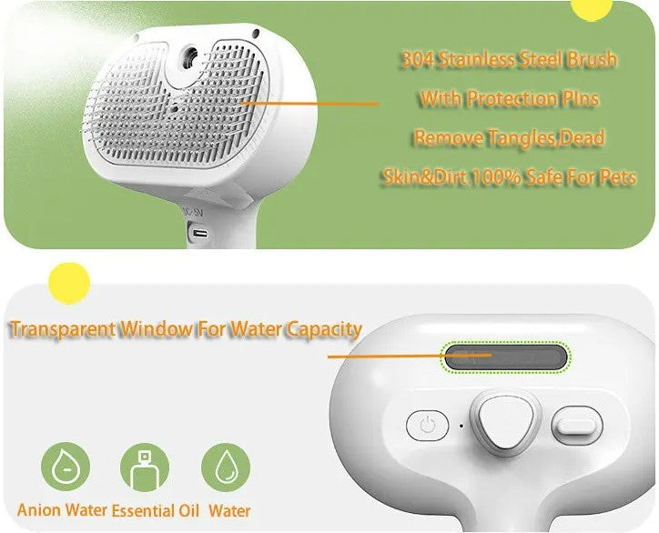 Dog/Cat Comb Self Cleaning Pets Hair Remover Brush with Comb Built-in Mist Humidifier_2